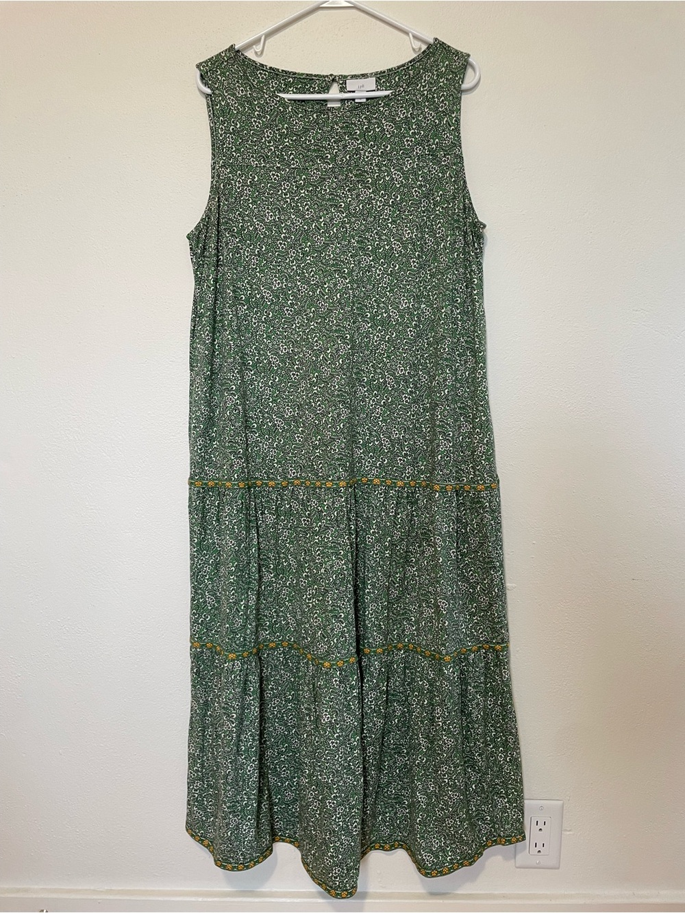 J. Jill Green Speckled Sleeveless Tiered Maxi Dress - Picture 5 of 10